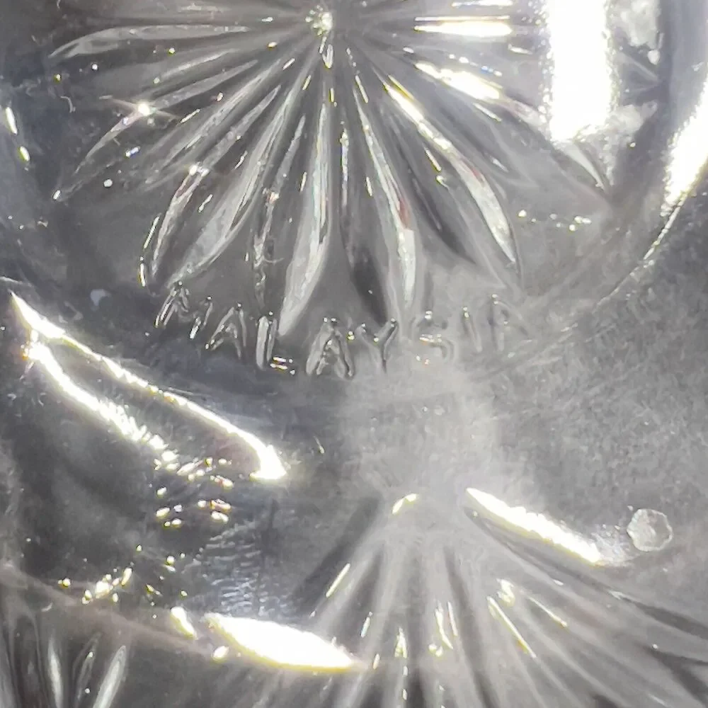 VTG KIG Malaysia Clear Glass Dish Bowl Depression Style Candy Nut Lid Set Of‎ 2